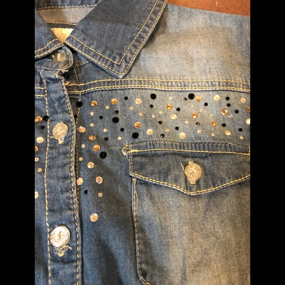 Girls Justice size 12 denim top - Picture 3 of 9